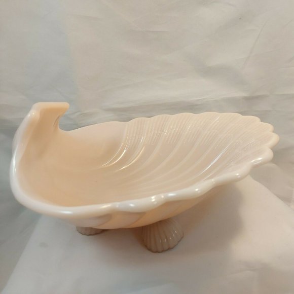 Vtg Cambridge Crown Art Deco Pink Glass 10.5" Sea Shell Footed Bowl cottage core - Picture 3 of 10